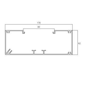 Produktbild BRW 060 170  -  Brüstungskanal BRW 60x170/80, Aluminium reinweiss RAL 9010 BRA-UT, Unterteil ohne Bodenlochung, mit DIN-Mont
