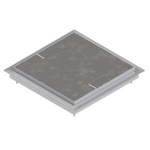 Produktbild DBKN 320 004  -  Doppelboden-Auslass DBKN 320 nivellierbar inkl. belegtem Deckel, Chromstahl, geschliffen, und 2 Schnurauslässe