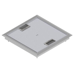 Produktbild DBKN 320 052  -  Doppelboden-Auslass DBKN 320 nivellierbar inkl. Deckel (SVZ), mit 5mm Vertiefung und 2 Bürstenauslässe